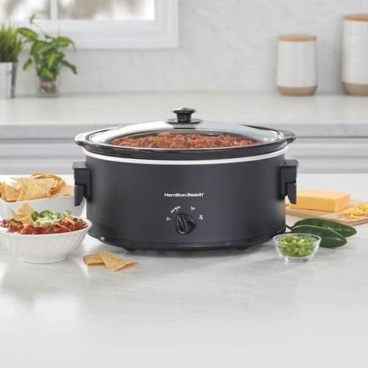 Hamilton Beach 7 qt. Black Slow Cooker with Folding Handles