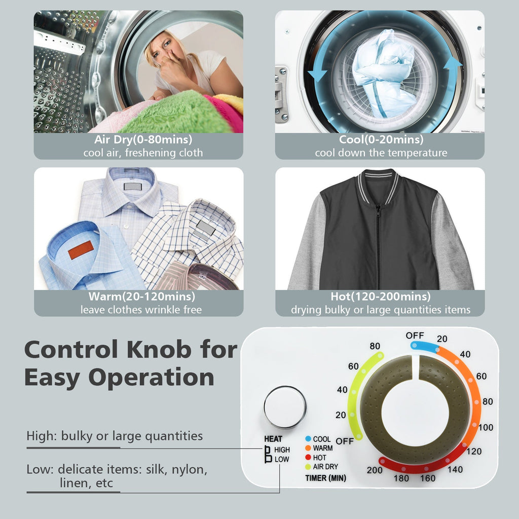 1.5 Cu .ft Clothes Dryer with with Stainless Steel Wall Mount