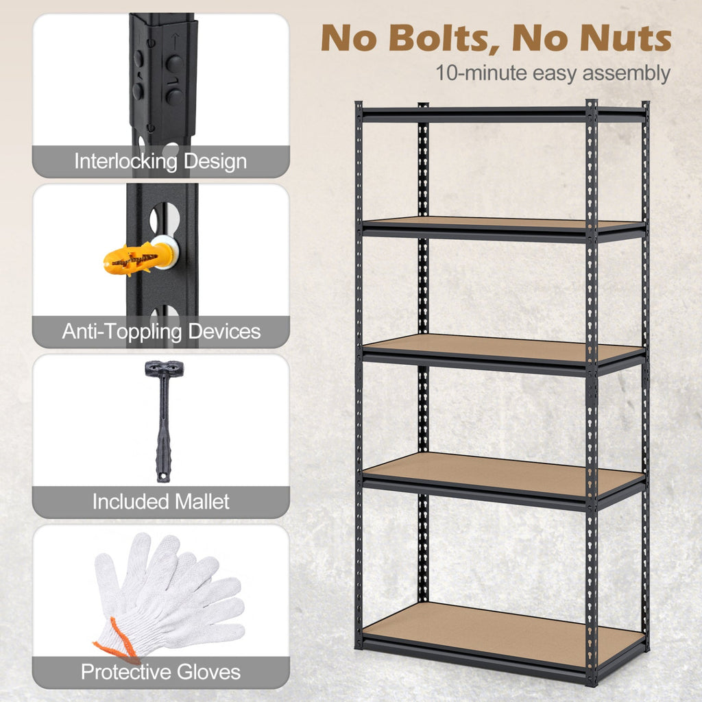 5-Tier Garage Shelving Unit 2200 LBS Metal Storage Shelves Adjustable Utility Rack
