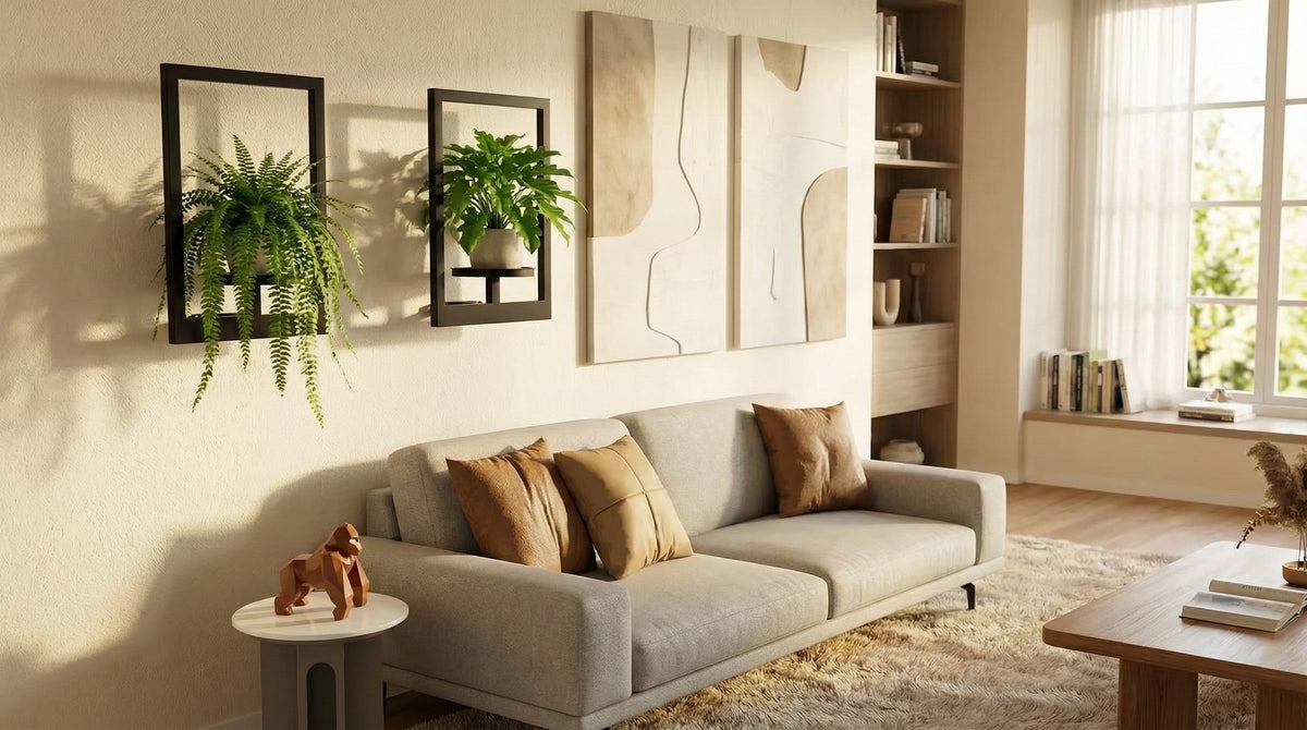 Metal Wall Frame Set with Shelf, Window-Style Holder for Small Pots & Home Decor