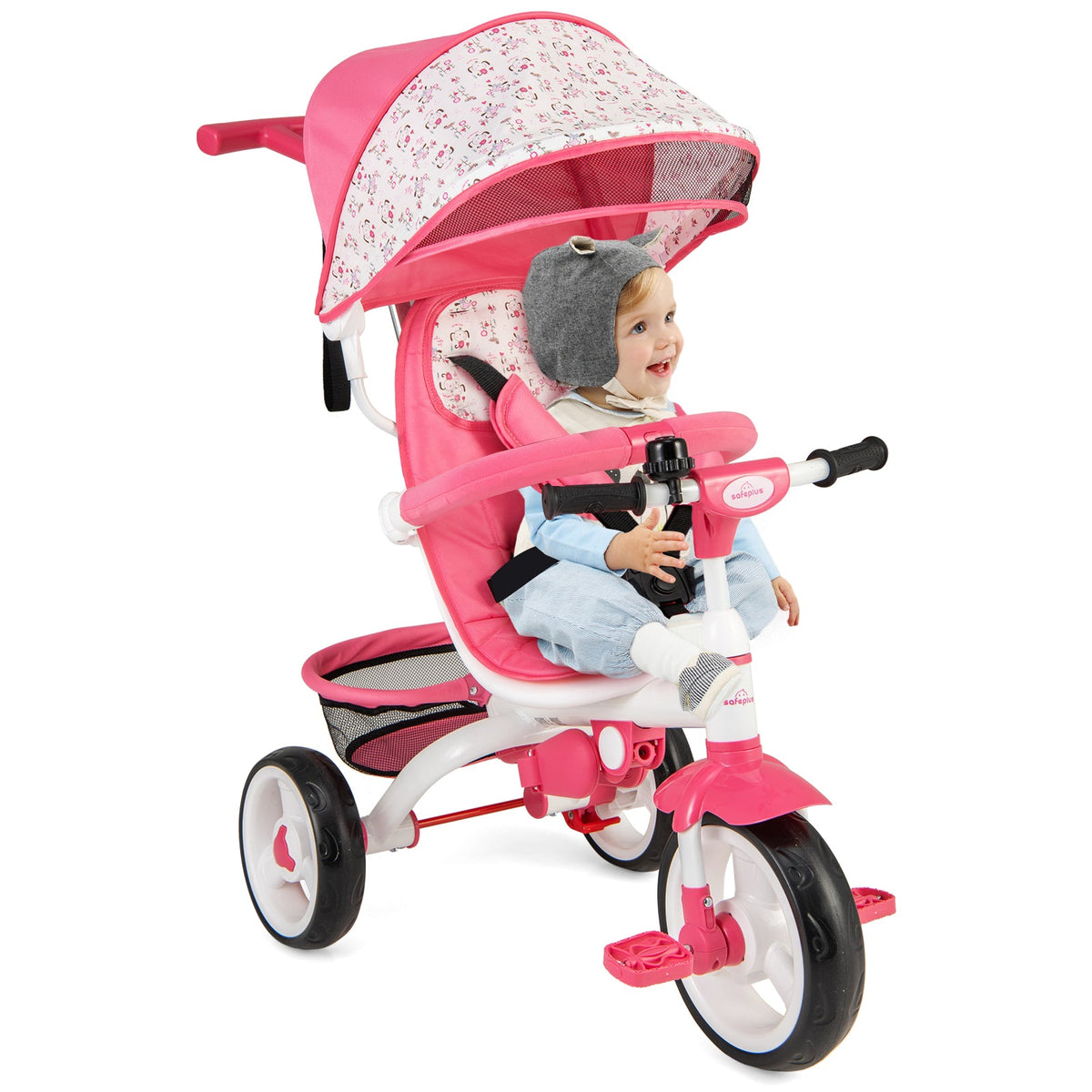 5-in-1 Detachable Baby Stroller Tricycle with Round Canopy
