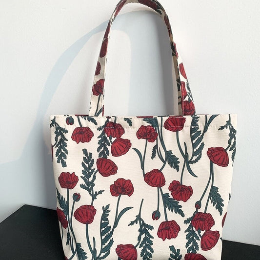 Fresh Floral Grid Cloth Tote: A Stylish and Artistic Accessory