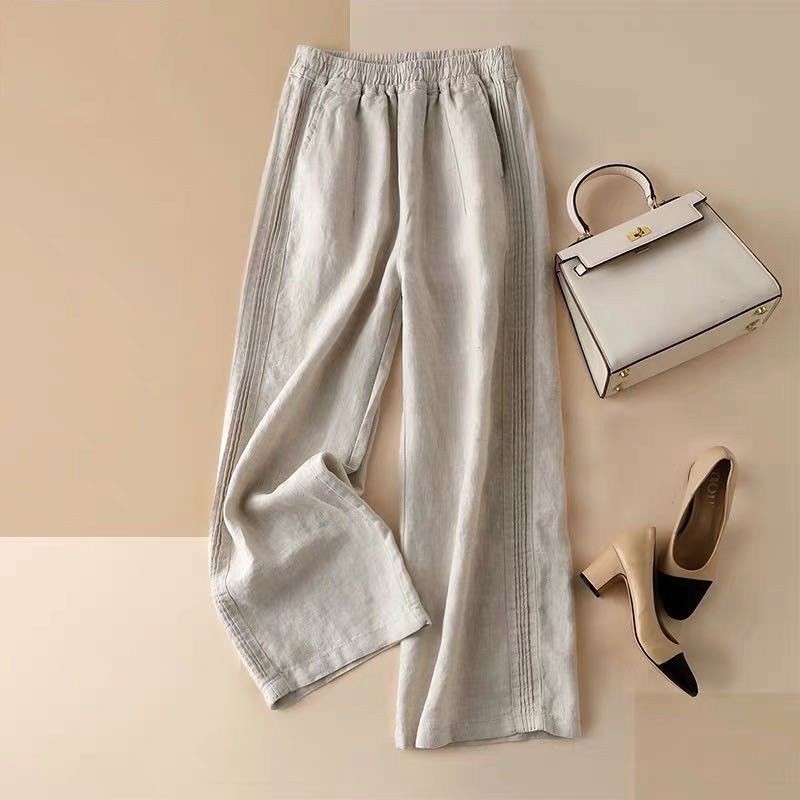 Slim Fit High-Waisted Straight Leg Casual Pants