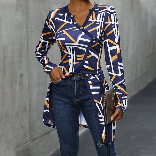 Geometric Split Long Sleeve Tee