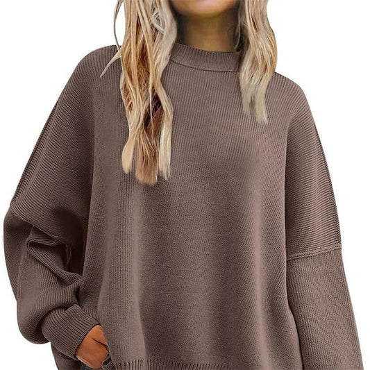 Sure! Here is an optimized title for your clothing product in English:

"Cozy Round Neck Batwing Sleeve Knit Swe