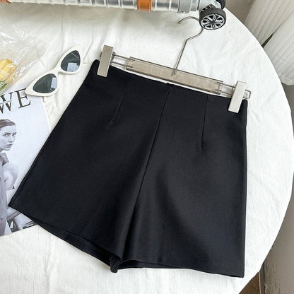 High-Waisted Solid Color Casual Shorts