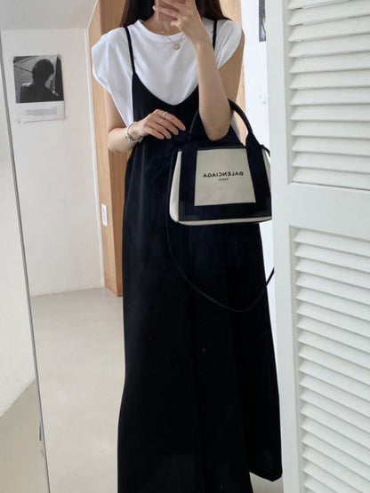 Wide Leg Solid Color Spaghetti-Neck Overalls