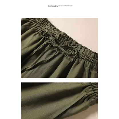 Women's High-Waisted Loose Cotton And Hemp Wide-Leg Casual Straight Pants