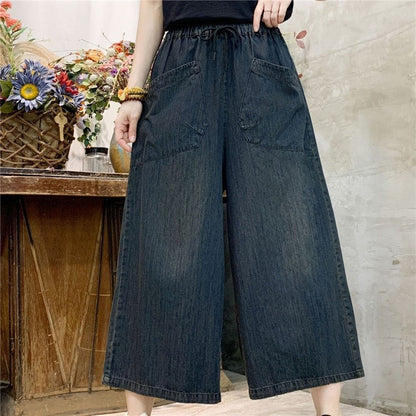 High-Waisted Solid Color Wide-Leg Pants With Tie Waist