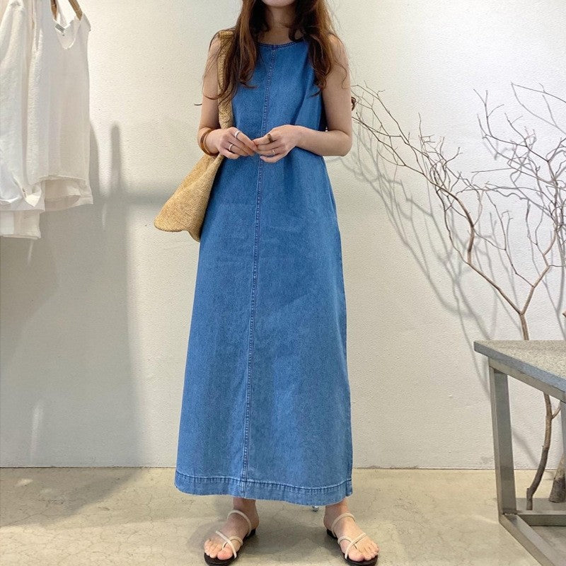 Minimalist Sleeveless Denim Dress
