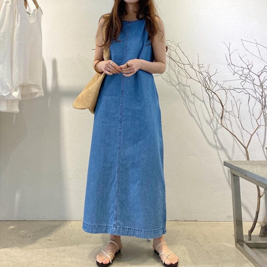 Minimalist Sleeveless Denim Dress