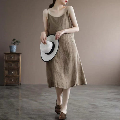 Halter Neck Sleeveless Loose Fit Midi Skirt