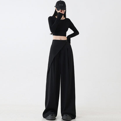 High-Waisted Slim Black Suit Trousers for a Versatile Look