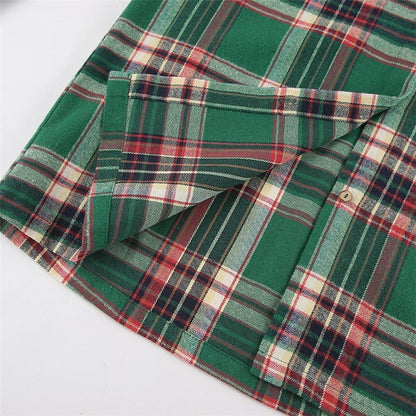 Casual Loose-Fit Plaid Long Sleeve Shirt