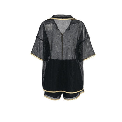 Convertible Open-Front Short Sleeve Sleepwear Set