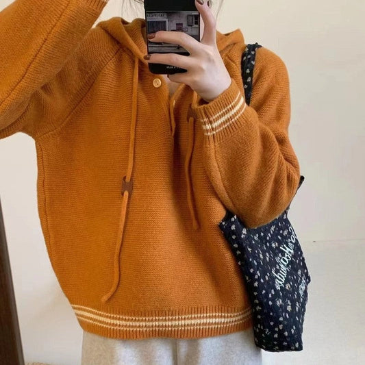Long Sleeve Hooded Casual Loose Pullover Thick Sweater