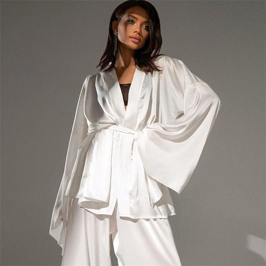 Long Sleeve Robe and Long Pants Pajama Set