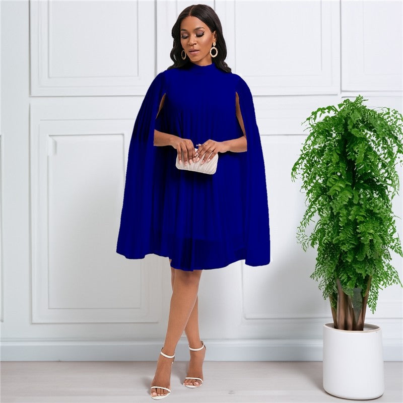 Stylish Hooded Cape Batwing Sleeve Dress