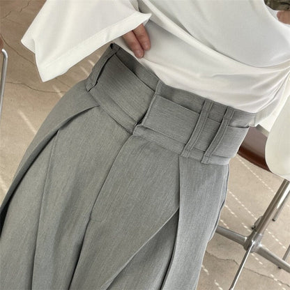 High-Waisted Wide-Leg Trousers in Solid Color