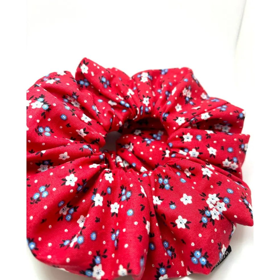 Red Floral Patriotic Scrunchie