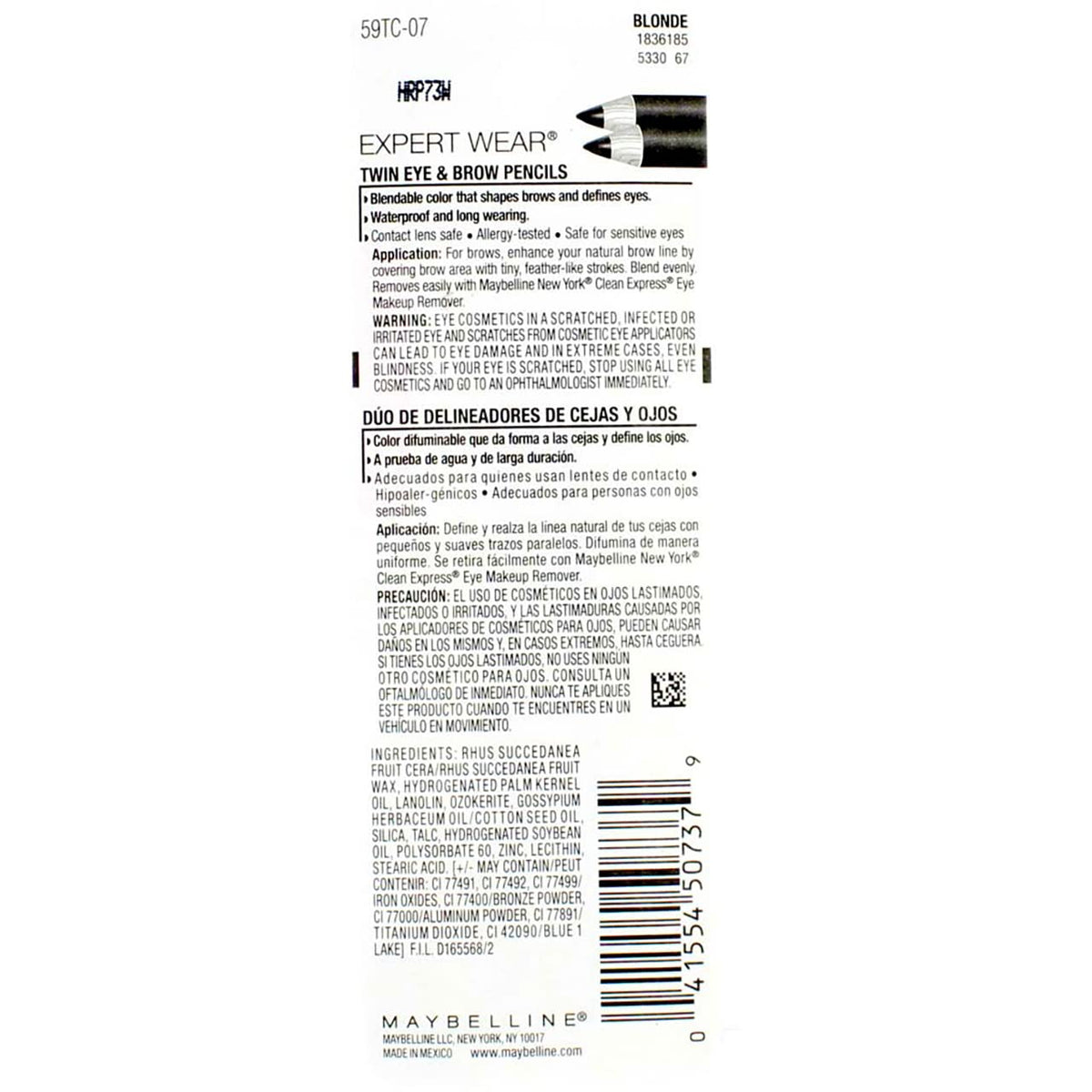 Maybelline Expert Eyes Brow And Eye Pencil, Blonde [107], 0.03 oz (Pack of 4)