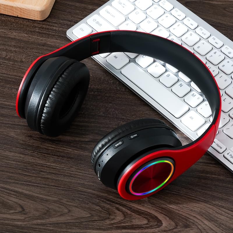 B39 Red & Black Wired Headphones with Adjustable Headband – Sleek Everyday Design (Item #MG-B39)