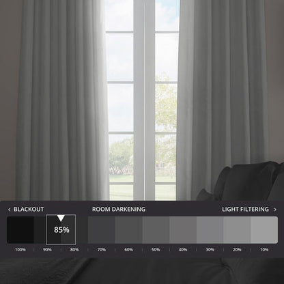 Faux Linen Room Darkening Curtains - 1 Panel, 50W X 96L, Color Oyster