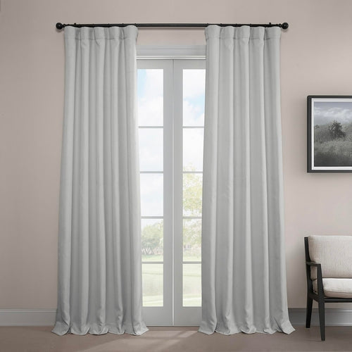 Faux Linen Room Darkening Curtains - 1 Panel, 50W X 96L, Color Oyster