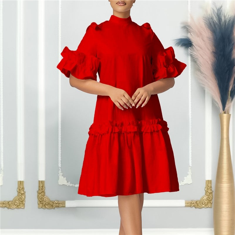 Solid Color Ruffle Hem A-Line Skirt - Trendy and Chic Fashion Piece