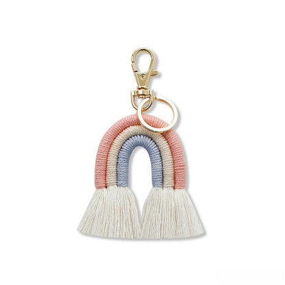 Handcrafted Rainbow Tassel Necklace with U-Shaped Pendant