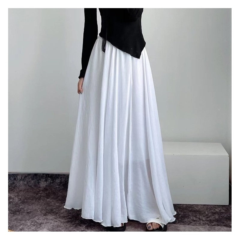 Solid Color Asymmetrical A-Line Midi Skirt