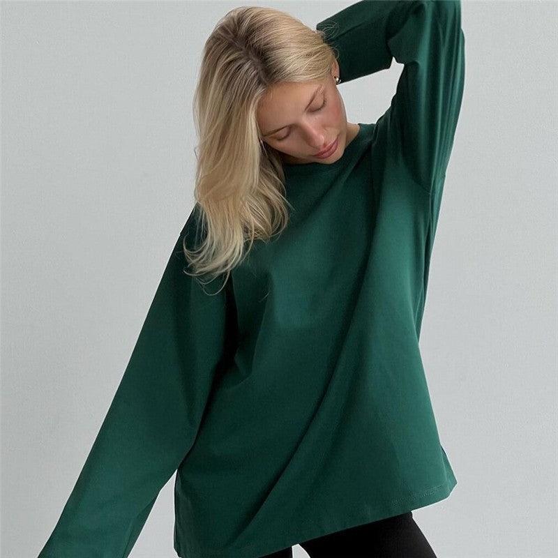 Relaxed Fit Solid Long Sleeve Tee