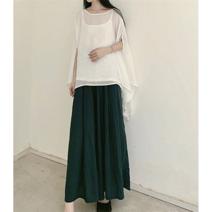 Wide Leg Casual Loose Fit Retro Pants in Solid Color