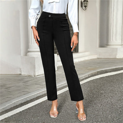 Solid Color Straight Leg Cropped Trousers