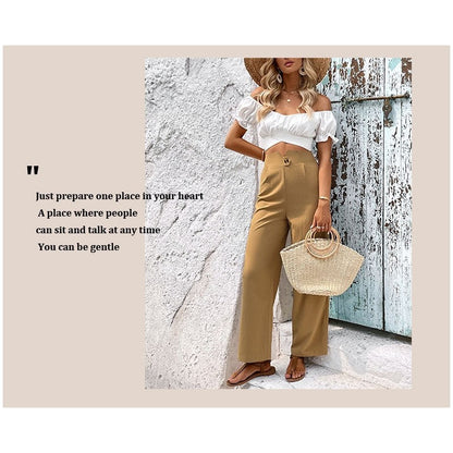 High-Waisted Straight Leg Solid Color Skinny Pants