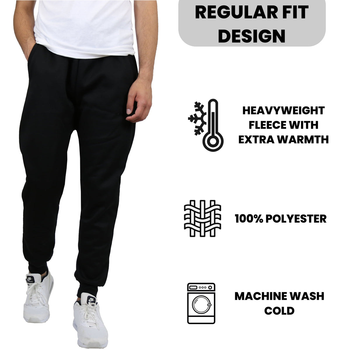 3-Pack Mens Slim Fit Fleece Jogger Sweatpants (S-3XL)