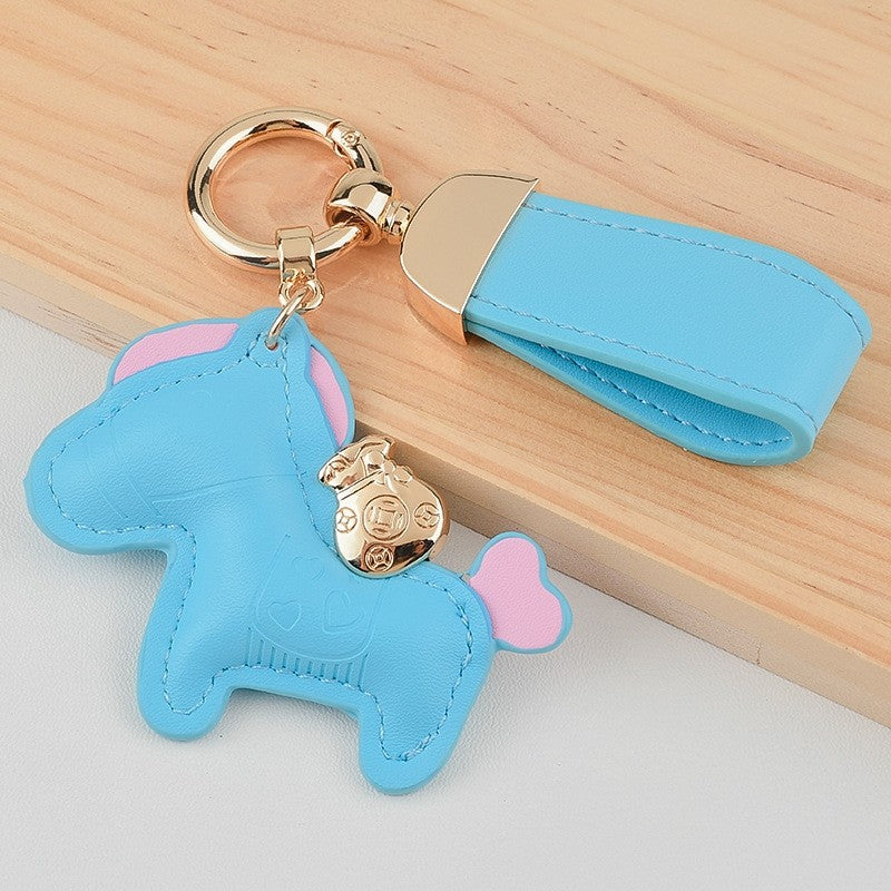 Cute Pony Shaped Leather Keychain Pendant