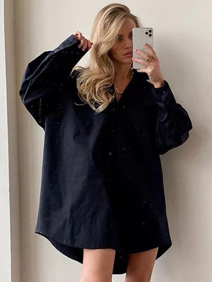 Casual Chic Oversized Long Sleeve Shirt Dress