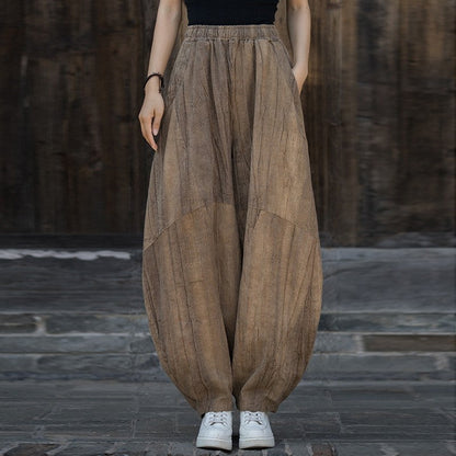 Solid Color Casual Handmade Tie-Dye Lantern Pants