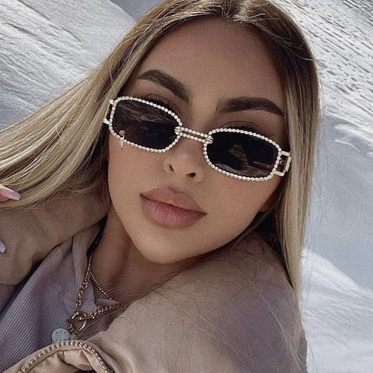 Fashion Diamond-Encrusted Small Frame Sunglasses