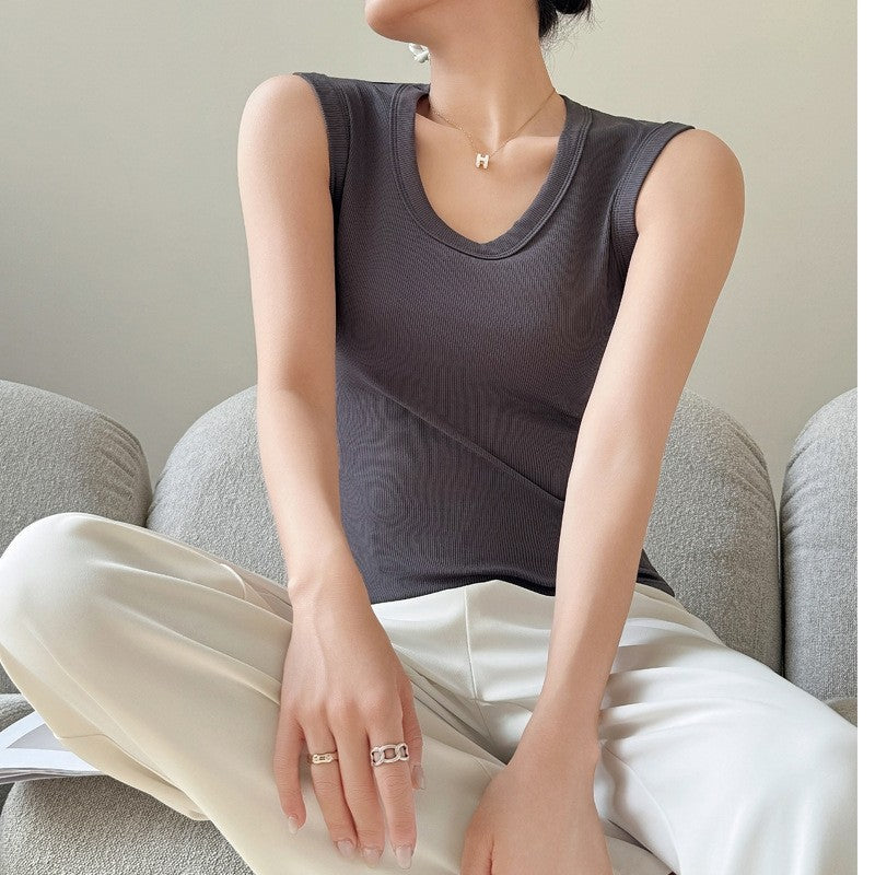 Solid Color Sleeveless Tee