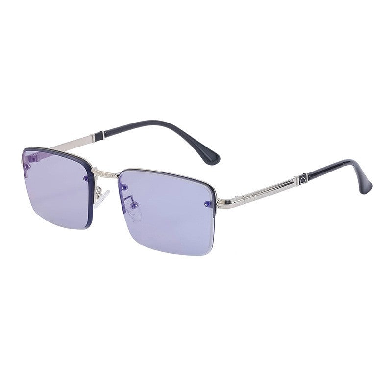 Fashion Half-Frame Diamond Cut Edge Sunglasses
