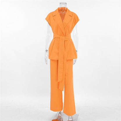 Lounge in Style: Tie-Front Cardigan and Wide-Leg Pants Set