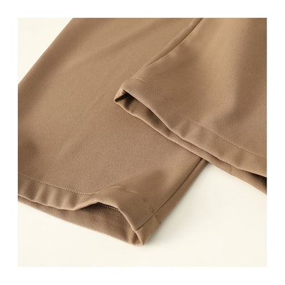 Wide-Leg Floor-Length Suit Trousers in Loose Solid Color