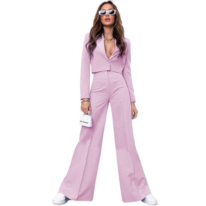 Solid Color Jacket and Pants Set