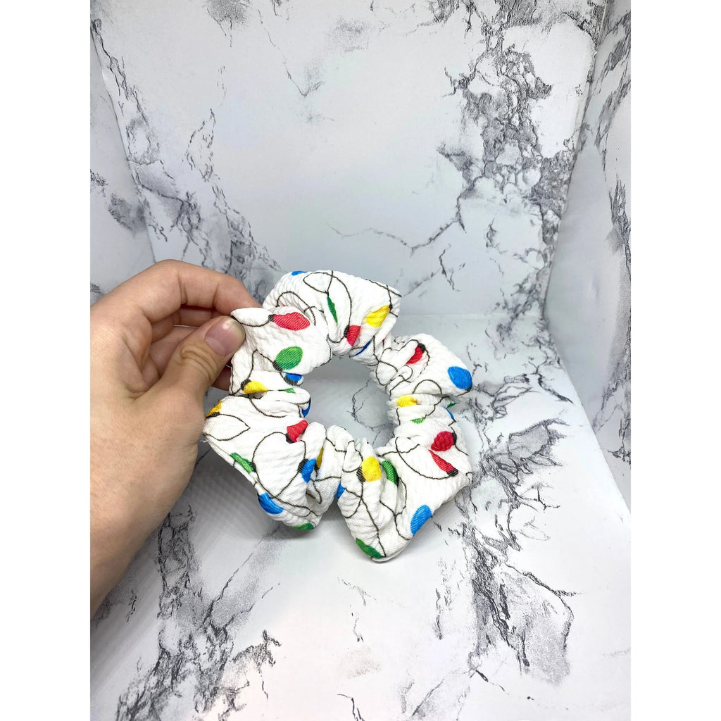 Mini White Lights Christmas Bullet Scrunchie