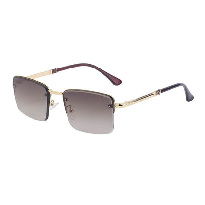 Fashion Half-Frame Diamond Cut Edge Sunglasses