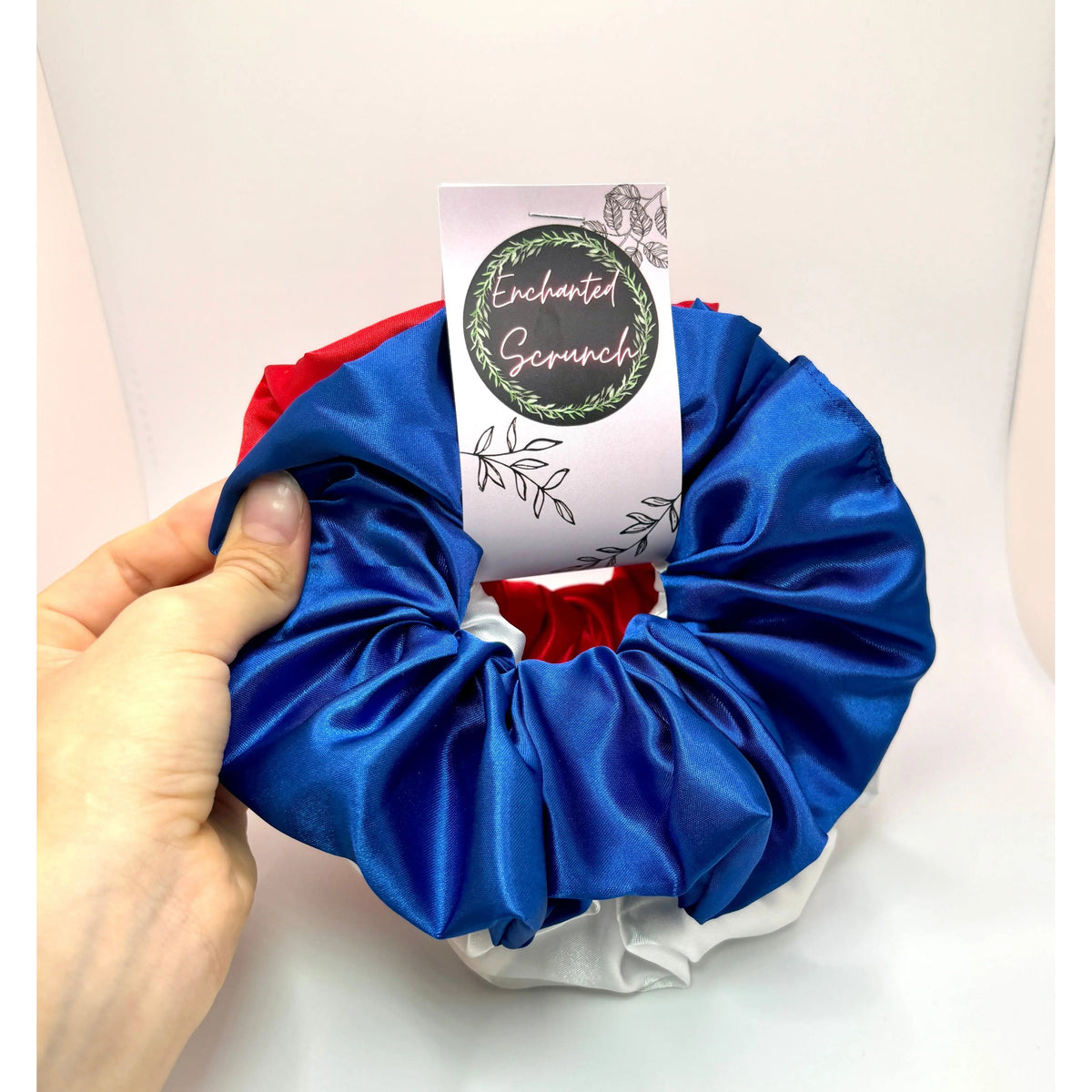 Silk Red, White, & Blue Scrunchie Trio