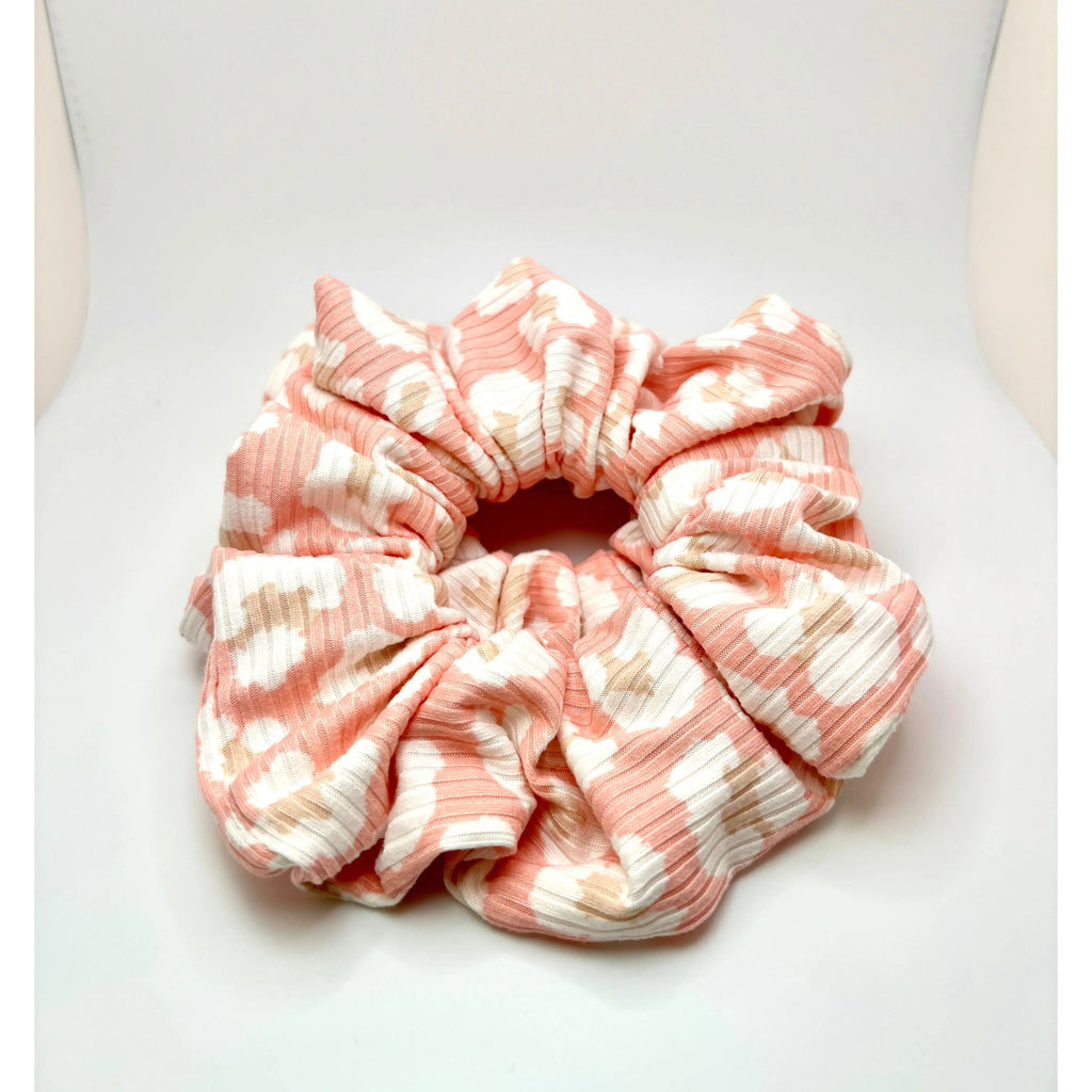 Pink Cheetah Ribbed Scrunchie