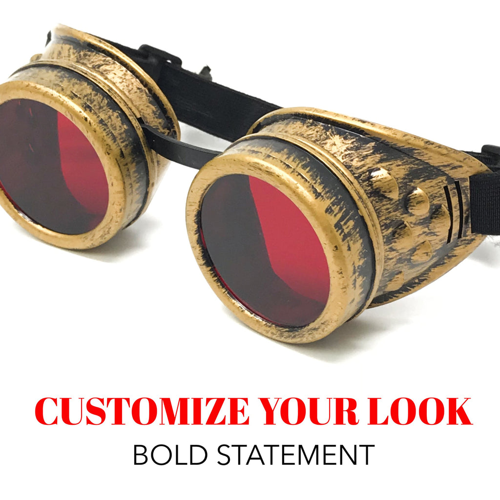 Wasteland Cyberpunk Goggles –  Cosplay Eyewear - neon pink, orange, green, red lenses